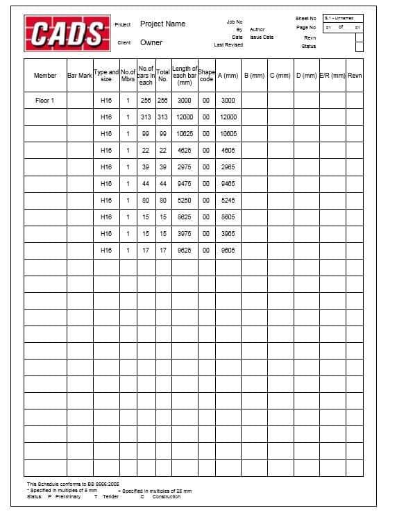 Automated bar bending schedule