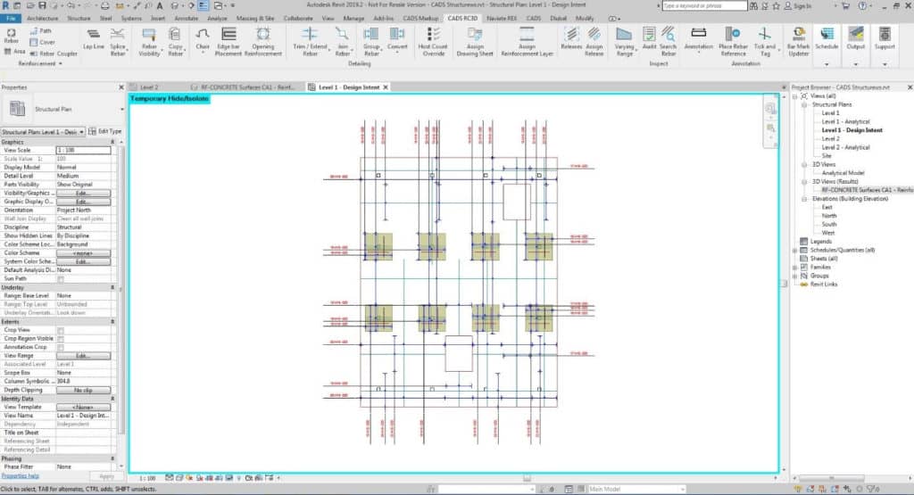 Design intent regions automatically converted to Revit reinforcement and schedule