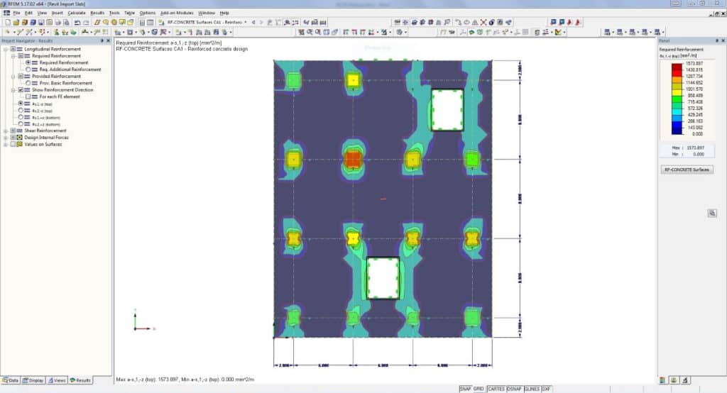 Dlubal – required reinforcement for T1 face of a slab