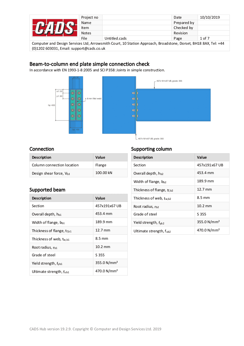 Detailed Steel Simple Connections Report