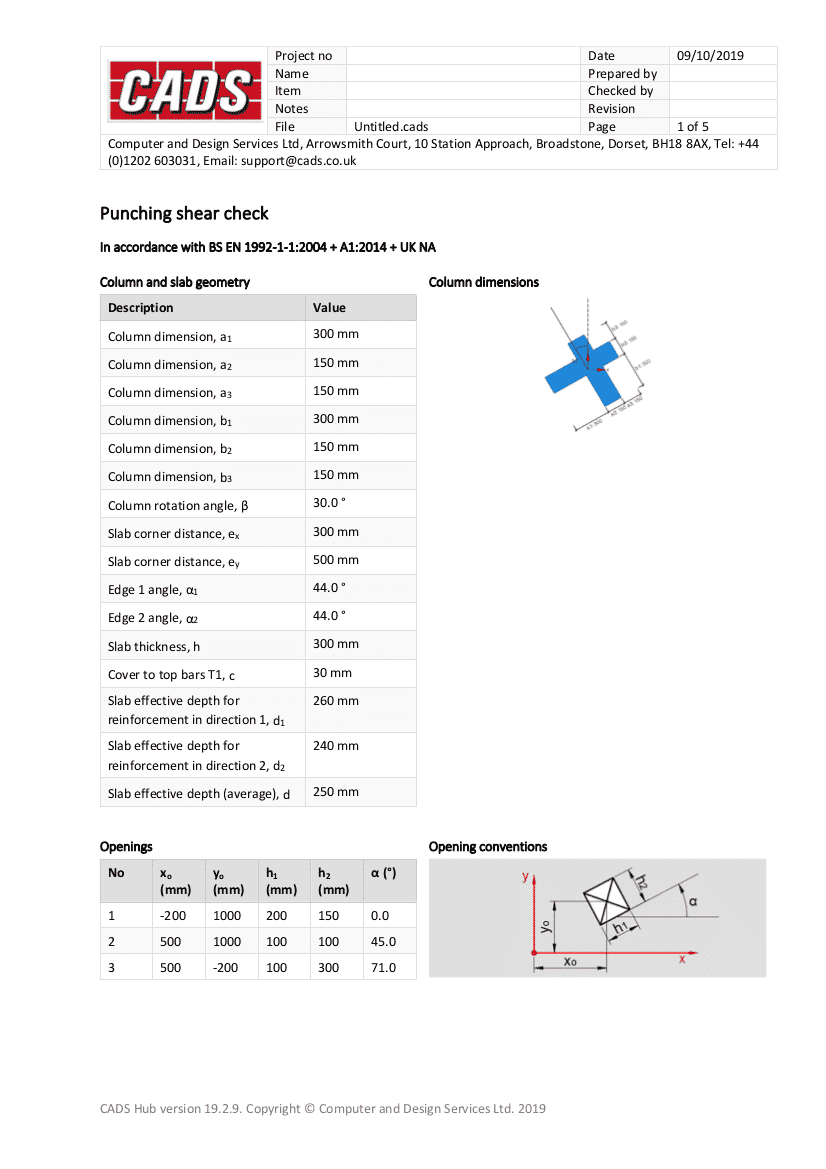 Punching Shear Summary Report