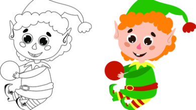 Christmas elf coloring pages